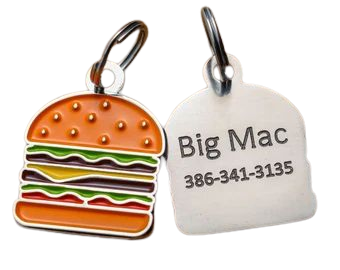 Engraved Cheeseburger Pet ID Tag Personalized Cat or Dog ID - Etsy