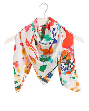 Silk Abstract Floral-Print Square Scarf - Women's Scarves - Oblong, Silk & Square Scarves - Chico's