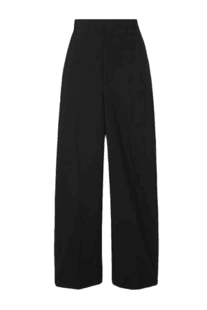 Wool-blend Twill Straight-leg Pants - Black