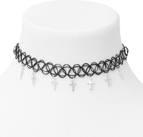 Cross Tattoo Choker Necklace - Black | Claire's US