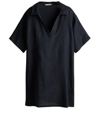 Linen Tunic with Collar - Black - Ladies | H&M US