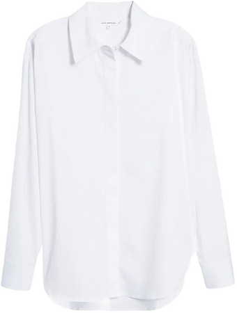 Good American Gender Inclusive Stretch Cotton Blend Button-Up Shirt | Nordstrom