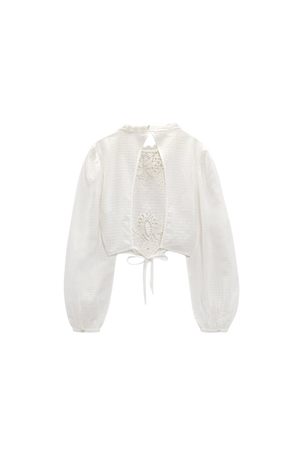 white embroidered crop top shirts cotton