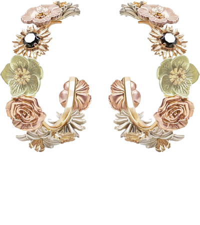 Flora 14k Gold Diamond Hoop Earrings By Bernard James | Moda Operandi