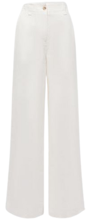 Reiss White Demi Linen Wide Leg Garment Dyed Trousers | REISS USA