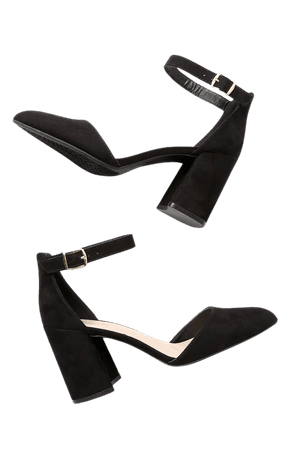 Black Heels - Ankle Strap Heels - Block Heels - Suede Heels - Lulus
