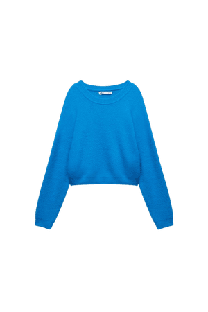 SOFT TOUCH CROPPED KNIT SWEATER - Blue | ZARA United States