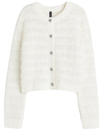 Fluffy Bouclé-knit Cardigan - Cream - Ladies | H&M US