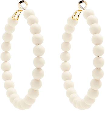 Amazon.com: ZENZII Beaded Hoop Earrings Bohemian Circle Round Bead Earrings Chic Dangle Earrings for Women and Girls (Cream): Clothing, Shoes & Jewelry