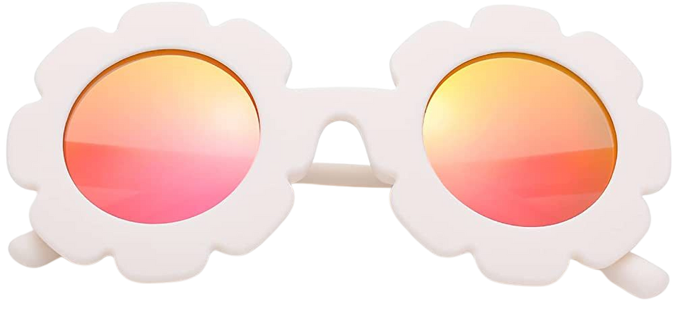 Amazon.com: Cute Flower Polarized Sunglasses for Kids Girls & Boys, Baby Toddler Infant Round Sunglasses UV400 Protection Age 1-5 (White Frame/Purple Red Mirrored Lens) : Clothing, Shoes & Jewelry