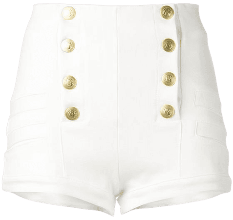 balmain high waisted white shorts