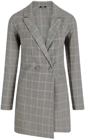 Plaid Long Sleeve Double Breasted Blazer Romper | Express