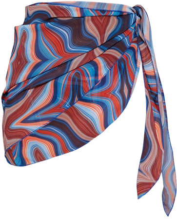 Blue Geometric Print Sarong | Swimwear | PrettyLittleThing USA