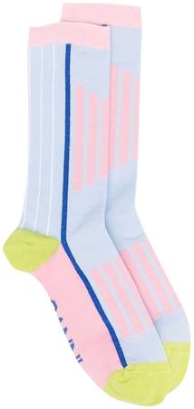 GANNI logo-print colour-block Socks - Farfetch