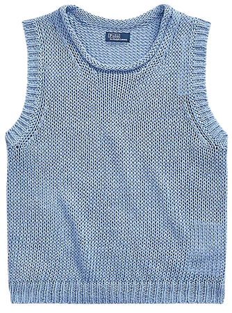Linen-Cotton Sleeveless Sweater Tank