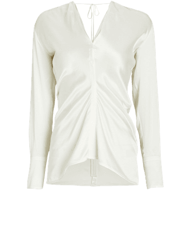 Victoria Beckham Long-Sleeved Satin Blouse | INTERMIX®