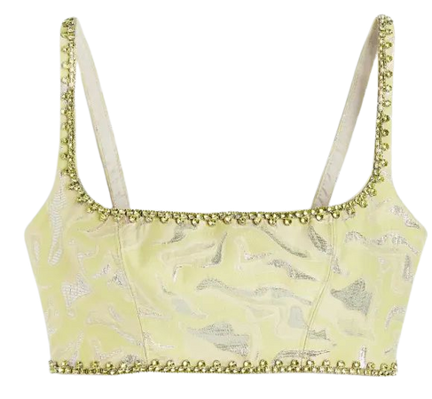 Glittery Jacquard-weave Bralette Top - Light yellow/patterned - Ladies | H&M US
