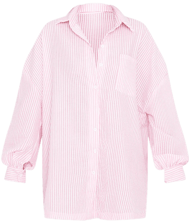 Pink Stripe Pocket Boyfriend Oversized Shirt Dress | PrettyLittleThing USA