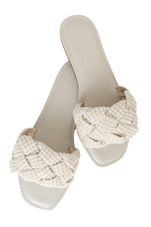 Ivory Sandals - Pearl Sandals - Braided Sandals - Slide Sandals - Lulus