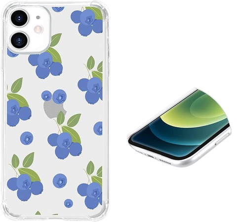 Amazon.com: MAYCARI Cute Blueberry Phone Case Compatible with iPhone 12 6.1 inch, Clear Fruit Design Soft TPU Bumper Cover and Flexible Full Body Protection Shockproof Shell for Girls Women : Cell Phones & Accessories