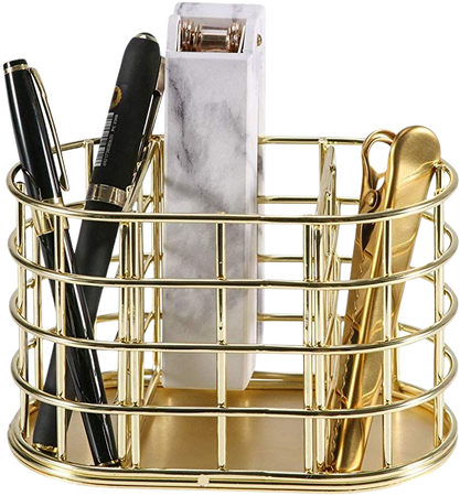 Amazon.com : Pen Holder, Nugorise 3 Compartment Metal Pencil Holder Stationery Organizer, Decorative Desktop Storage Holder for Office Supplies, Gold : Office Products