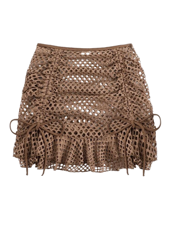 brown crochet shein skirt