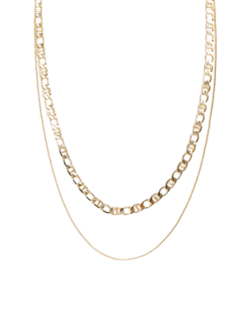 Pieces double mixed chain necklace in gold | ASOS
