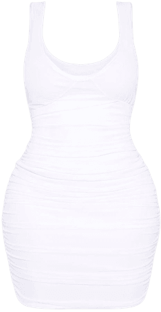 *clipped by @luci-her* Shape White Mesh Cup Detail Bodycon Dress | PrettyLittleThing USA
