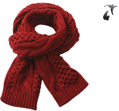 Red Cable-Knit Scarf