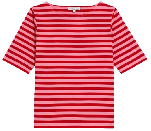 red and pink striped Bow t-shirt | agnès b.