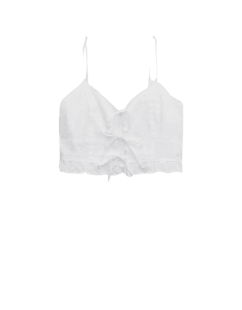 Aerie Woven Lace Up Crop Top