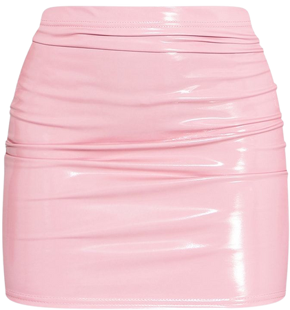 *clipped by @luci-her* Pink Vinyl Split Side Mini Skirt | Co-Ords | PrettyLittleThing USA