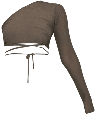 Khaki Mesh One Shoulder Crop Top | Tops | PrettyLittleThing USA
