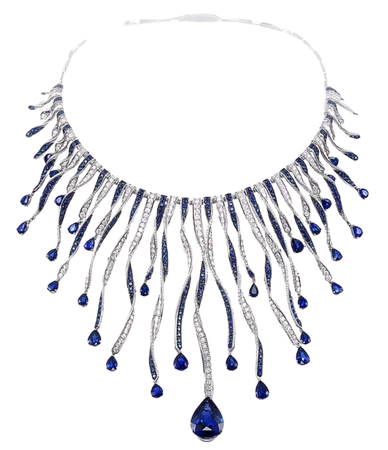 blue sapphire tears necklace
