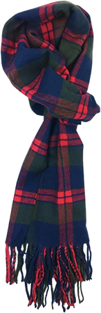 Plum Feathers Plaid Check and Solid Cashmere Feel Winter Scarf, Warm Scarfs, Cold Weather Accessories, Fringe Scarves (Blue-Green-Red Plaid) at Amazon Men’s Clothing store