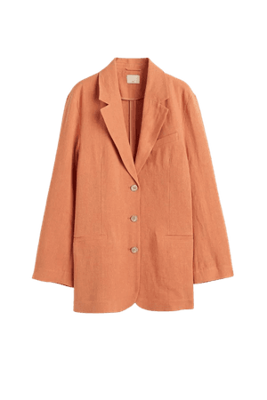 Linen-blend Jacket - Orange - Ladies | H&M US