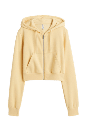 Short Hooded Sweatshirt Jacket - Light yellow - Ladies | H&M US