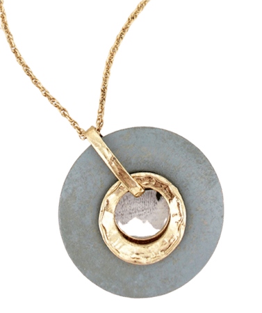 gray wood circle necklace