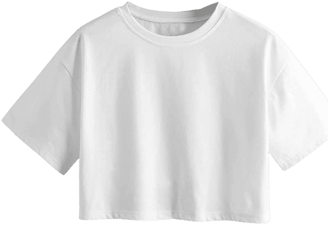 SweatyRocks Women's Cotton Crew Neck Crop Top Short Sleeve Basic T Shirt Pullover Tops White M at Amazon Women’s Clothing store