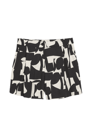 Lightweight high waist shorts - Black and white abstract print - Shorts - Monki WW
