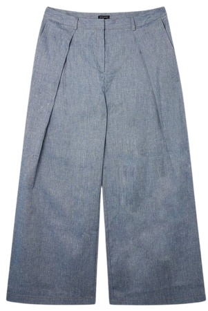 Plus Size Tailored Denim Look Linen Wide Leg Pants | Karen Millen