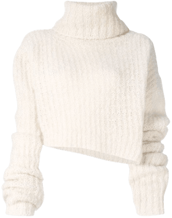 white turtleneck knit sweater