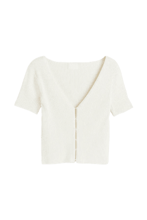 Rib-knit Crop Top - White - Ladies | H&M US