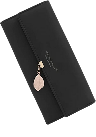 Amazon.com: CALIYO Wallet Women, PU Leather Leaf Women for Wallet Large Capacity Pendant Card Holder Phone Checkbook，Women Wallets Coins Zipper Pocket with ID Window,Black : Clothing, Shoes & Jewelry