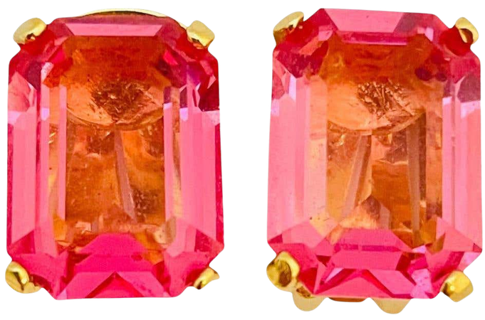 Vintage 1980s CHRISTIAN DIOR gold hot pink crystal runway earrings