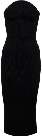 Strapless Ribbed Midi Dress in Black - Khaite | Mytheresa