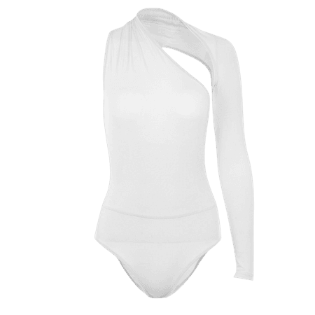 White MAVIA Asymmetric Cut Out Bodysuit