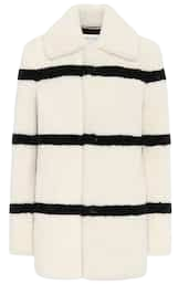 Striped Shearling Pea Coat - Saint Laurent | Mytheresa