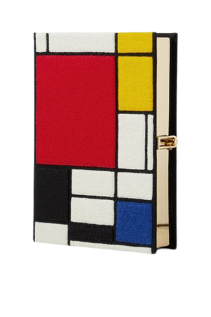 Mondrian Embroidered Appliqued Canvas Clutch