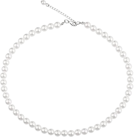 Amazon.com: WELLKAGE Imitation Pearl Necklace Wedding Pearl Necklace for Women-6mm: Clothing, Shoes & Jewelry